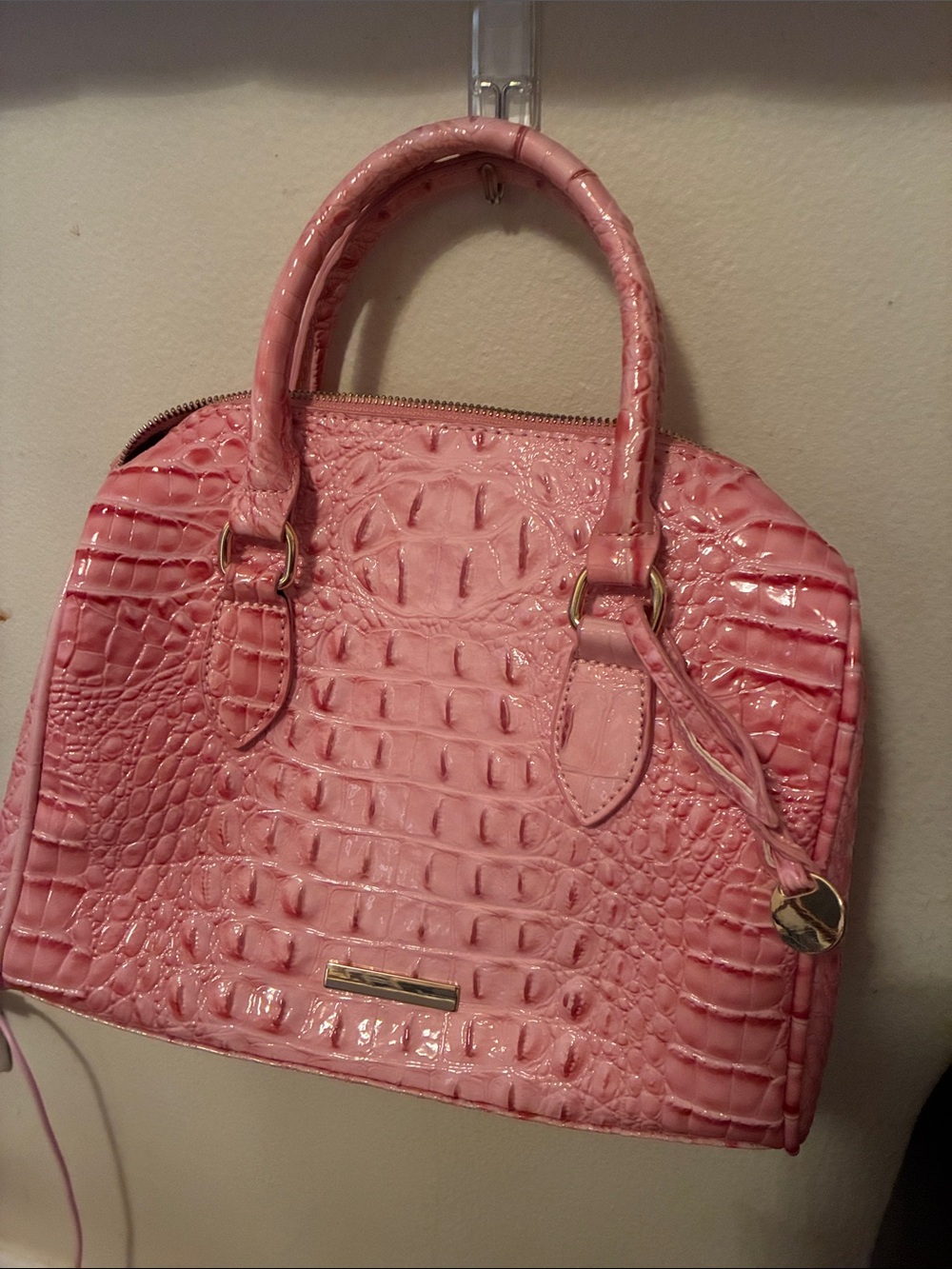 Pink Croc-Embossed Dome Satchel - Women's Bag